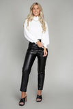RUFFLE TRIM MOCK NECK SWEATER