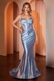 FITTED STRETCH SATIN HOT STONE GOWN