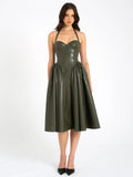 ELIANA OLIVE VEGAN LEATHER DRESS