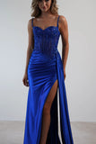 EMBELLISHED LACE AND SATIN FITTED GOWN