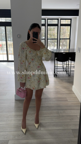 MINI LONG SLEEVE FLORAL DRESS