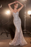 CRYSTAL STRAPLESS EMBELLISHED MERMAID GOWN