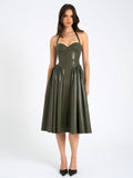 ELIANA OLIVE VEGAN LEATHER DRESS