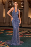 HALTER SEQUIN ILLUSION GOWN