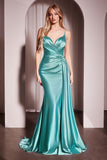 SOFT SATIN FIT & FLARE GOWN