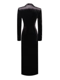 WILLOW BLACK VELVET HIGH SLIT BLAZER GOWN