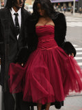 MABEL DROP WAIST LAYERED MIDI PUFFY DRESS