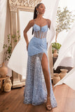 GLITTER MESH PRINTED GOWN