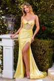 STRAPLESS SATIN DETAILED CORSET GOWN