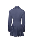 VALARIE NAVY BLUE DENIM STYLE PLEATED MINI DRESS