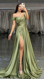 GREENERY A-LINE SATIN GOWN