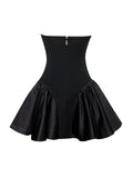 KADEN BLACK DROP WAIST MINI PUFFY DRESS