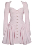TAE PINK TWEED LONG SLEEVE MINI DRESS