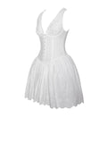 AALIYAH WHITE EYELET PLUNGING HALTER MINI DRESS