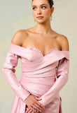 OFF SHOULDER SWEETHEART NECKLINE DRAPE SKIRT GOWN