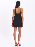 CAITLIN BLACK SATIN TRIM BOW MINI DRESS