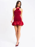 BARBRA RED CROSS STRAPS BODYCON MINI DRESS