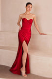 STRAPLESS CORSET MESH FITTED GOWN