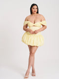 UMIKA BUTTER YELLOW BUBBLE HEM MINI DRESS
