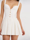 Tala White Sleeveless Pleated Preppy Mini Dress