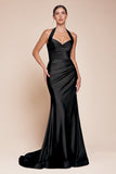 ROBE AJUSTÉE EN SATIN EXTENSIBLE À COL NU