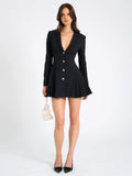 RIA BLAZER NERO MINI ABITO CON DETTAGLI PLISSETTATI