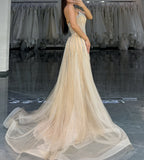 STRAPLESS CRYSTAL EMBELLISHED GOWN WITH OVERSKIRT