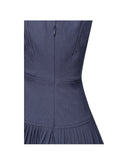 VALARIE NAVY BLUE DENIM STYLE PLEATED MINI DRESS