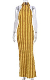 STRIPED HALTER MAXI DRESS