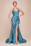 ROBE AJUSTÉE EN SATIN EXTENSIBLE À COL NU