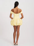 UMIKA BUTTER YELLOW BUBBLE HEM MINI DRESS