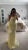 ONE SHOULDER EMBELLISHED YELLOW GOWN