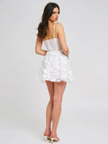 PAMILA WHITE FLORAL MESH MINI DRESS