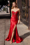 STRAPLESS SATIN DETAILED CORSET GOWN