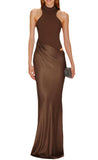 DROP WAIST HALTER MAXI DRESS
