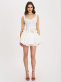 Aliza Lace Trim Layered Cotton Mini Full Skirt