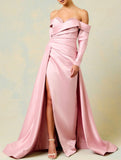 OFF SHOULDER SWEETHEART NECKLINE DRAPE SKIRT GOWN