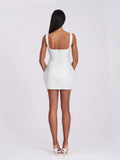 Tais Pearl Beaded Cocoon Shape Sleeveless Mini Dress