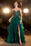 EMERALD LACE DETAIL BALL GOWN