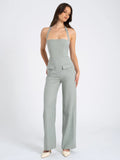 ZARIA SAGE GREEN WIDE LEG HALTER JUMPSUIT