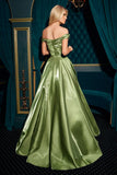 OFF SHOULDER PLEAT WAIST GOWN