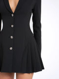 RIA BLACK BLAZER PLEATED DETAIL MINI DRESS