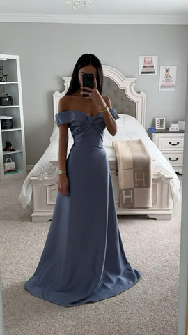 OFF SHOULDER KNOT CHEST A LINE GOWN