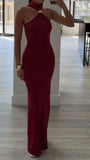 BROOCH HALTER LOOK MAXI DRESS