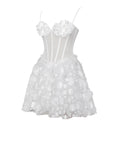 PAMILA WHITE FLORAL MESH MINI DRESS