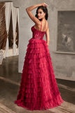 TULLE LAYERED A LINE BALL GOWN