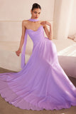 STRAPLESS SCARF A LINE CHIFFON DRESS