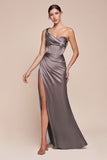 ONE SHOULDER SATIN CORSET GOWN