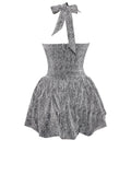 NAOMIE CRYSTAL EMBELLISHED BUBBLE HEM HALTER MINI DRESS