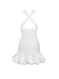 BARBRA WHITE CROSS STRAPS BODYCON MINI DRESS